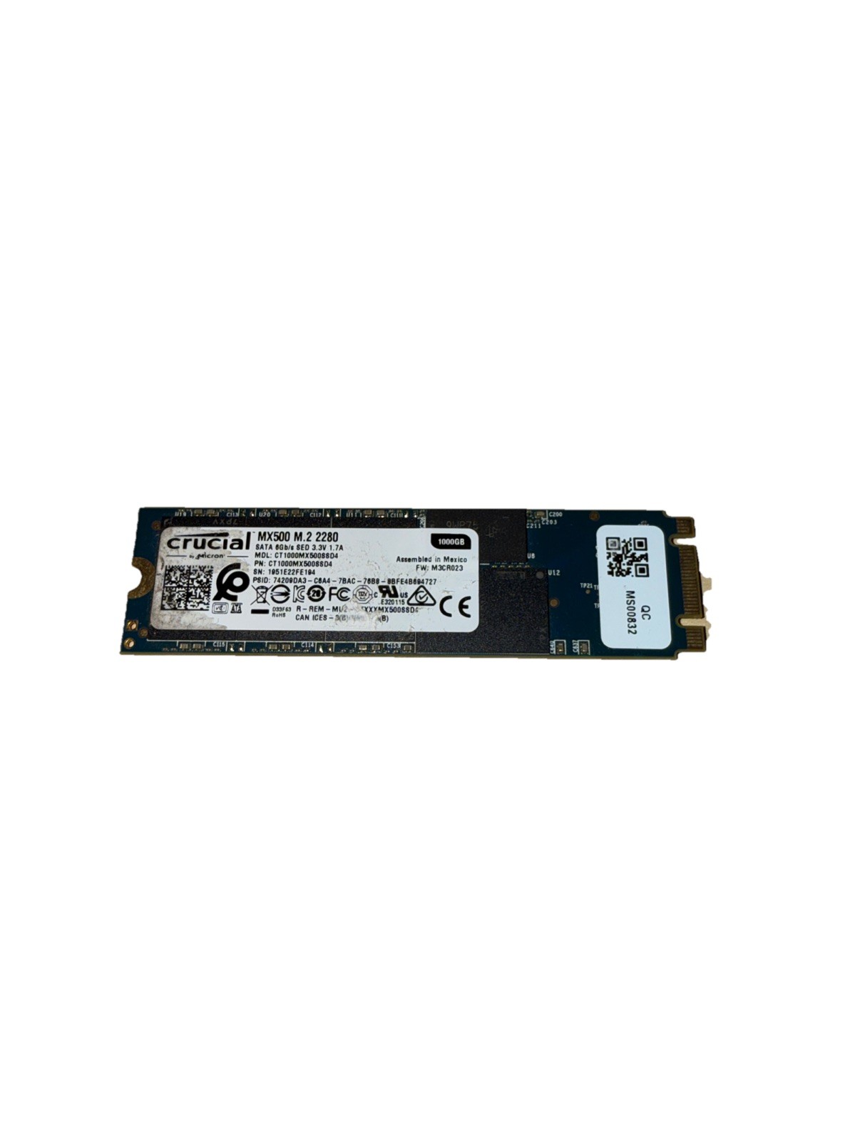 Crucial 2280mm MX500 1TB M.2 SATA 6Gbps SSD CT1000MX500SSD4 97% Health