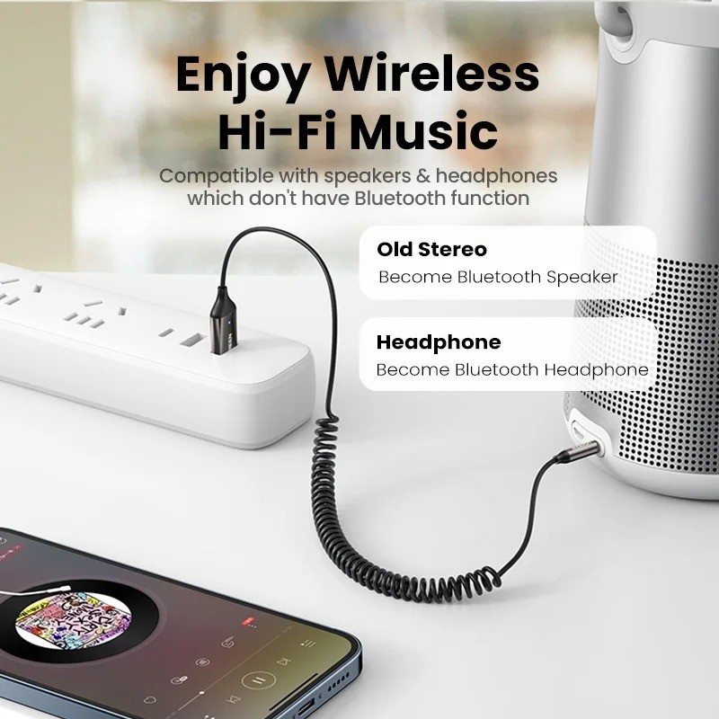 Bluetooth Receiver 5.3 Adapter Hands-Free Car Kits AUX Audio 3.5mm Jack Music