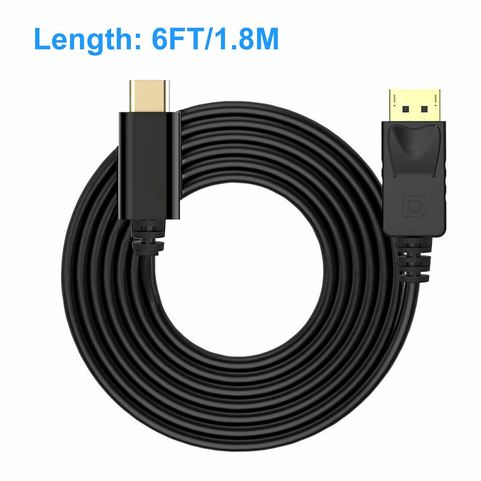 1.8m/6ft 4K 60Hz USB C Type to DisplayPort Adapter PC/TV DP Connecter Cable P&P