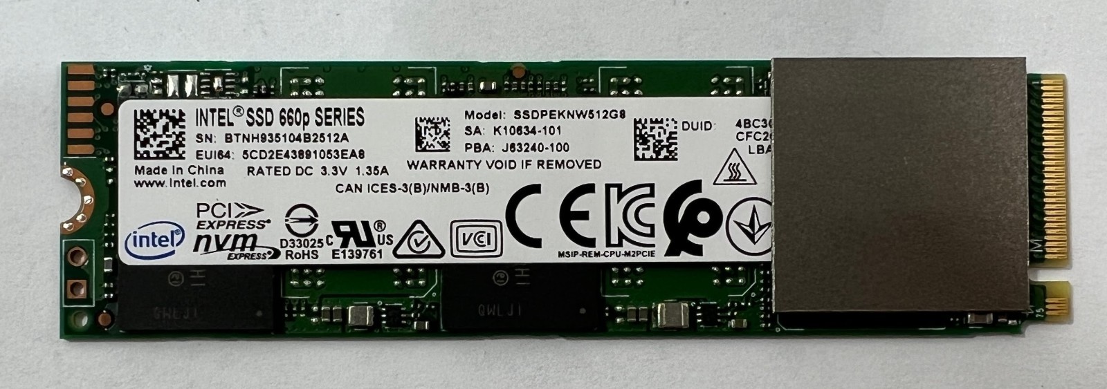 Intel 660p 512GB M.2 NVMe PCIe SSD Solid State Drive SSDPEKNW512G8 (NEW)