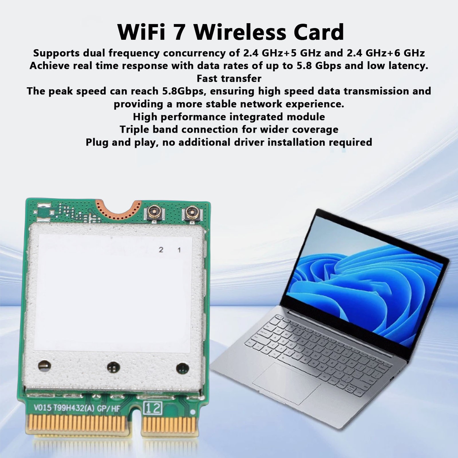 WiFi 7 Wireless Card Band 2.4G 5G 6GHz 5.8Gbps Network Adapter M.2 WiFi ORLP