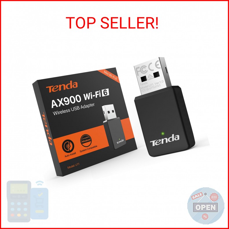 Tenda WiFi Adapter for Desktop PC, AX900 USB WiFi Adapter with Dual Band 600Mbps
