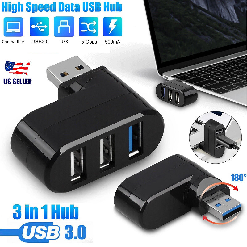 2× 3 Port High Speed USB 3.0 Multi HUB Splitter Expansion Desktop PC Laptop lot