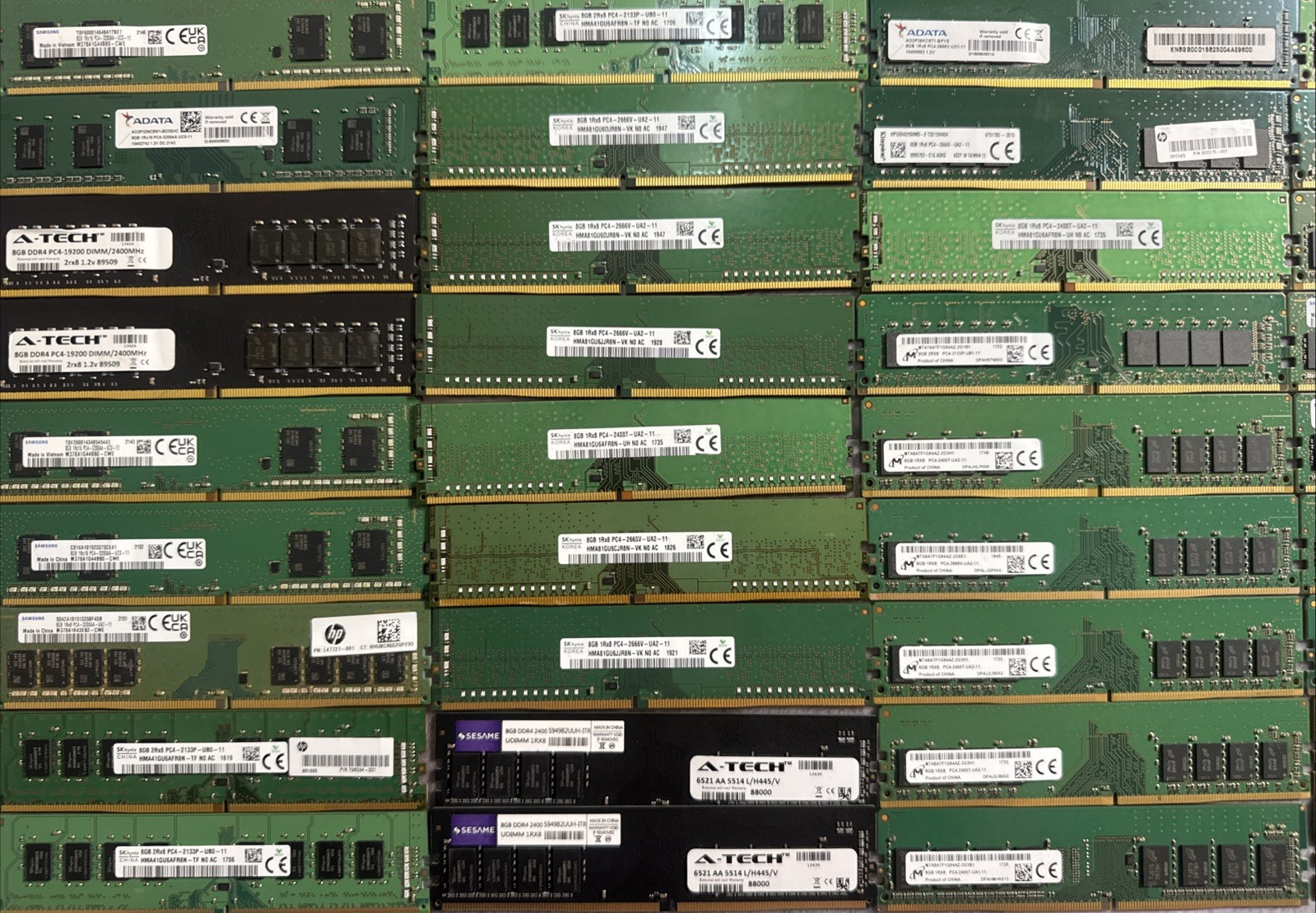 LOT OF 44 Mixed 8GB 1Rx8 PC4-2666V-UA2-11 MTA8ATF1G64AZ-2G6E1 Micron Desktop RAM