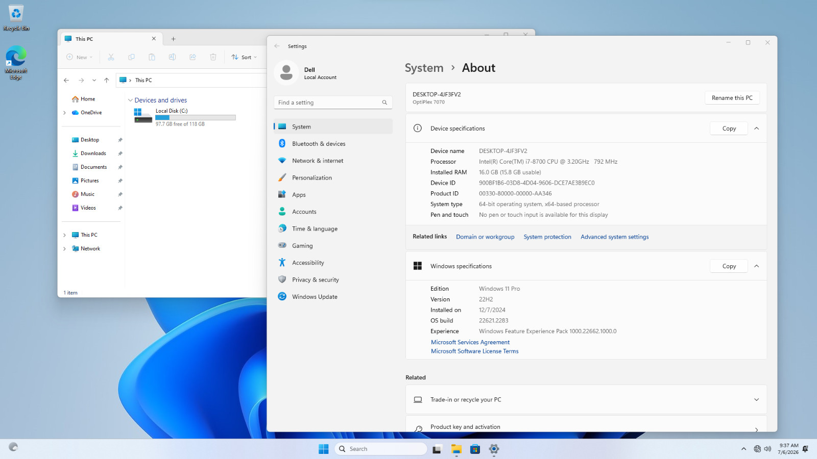 Dell OptiPlex 7070 Mini Intel Core i7 8th Gen 16GB RAM 128GB NVMe Windows 11 Pro