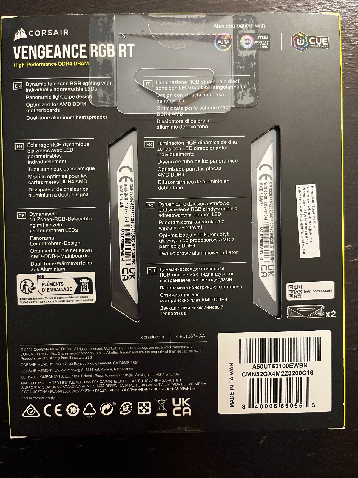 Corsair Vengeance RGB RT 32GB (2x16GB) DDR4-3200 RAM Kit – BRAND NEW!