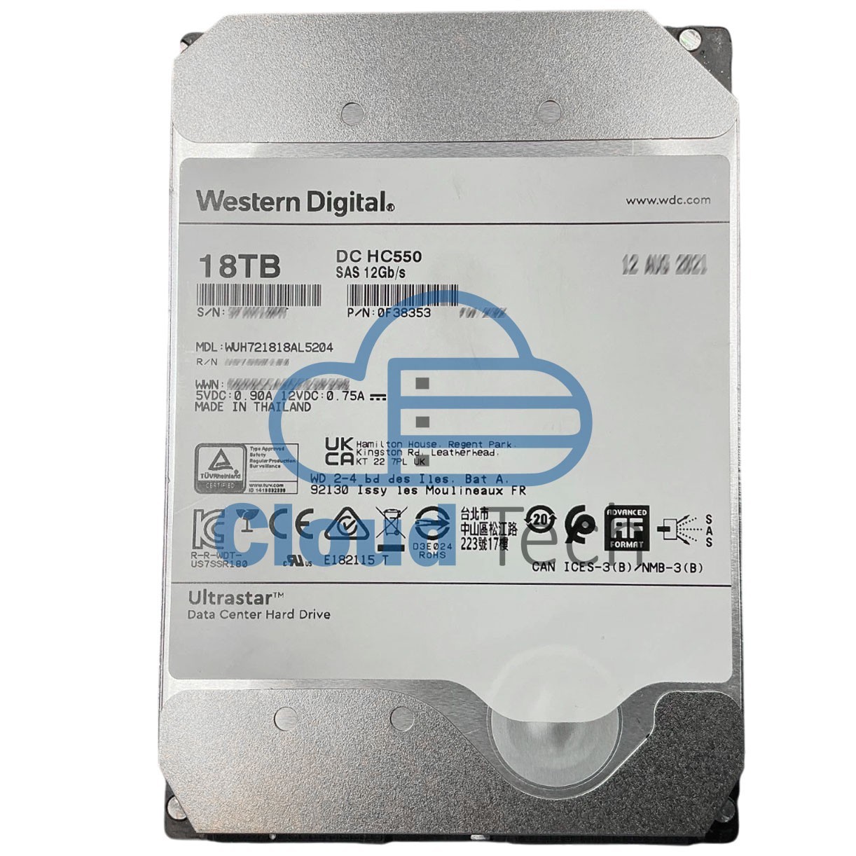 WUH721818AL5204 WD DC HC550 18TB 12Gbps 7.2K RPM SAS 512MB 3.5″ CMR HDD 0F38353