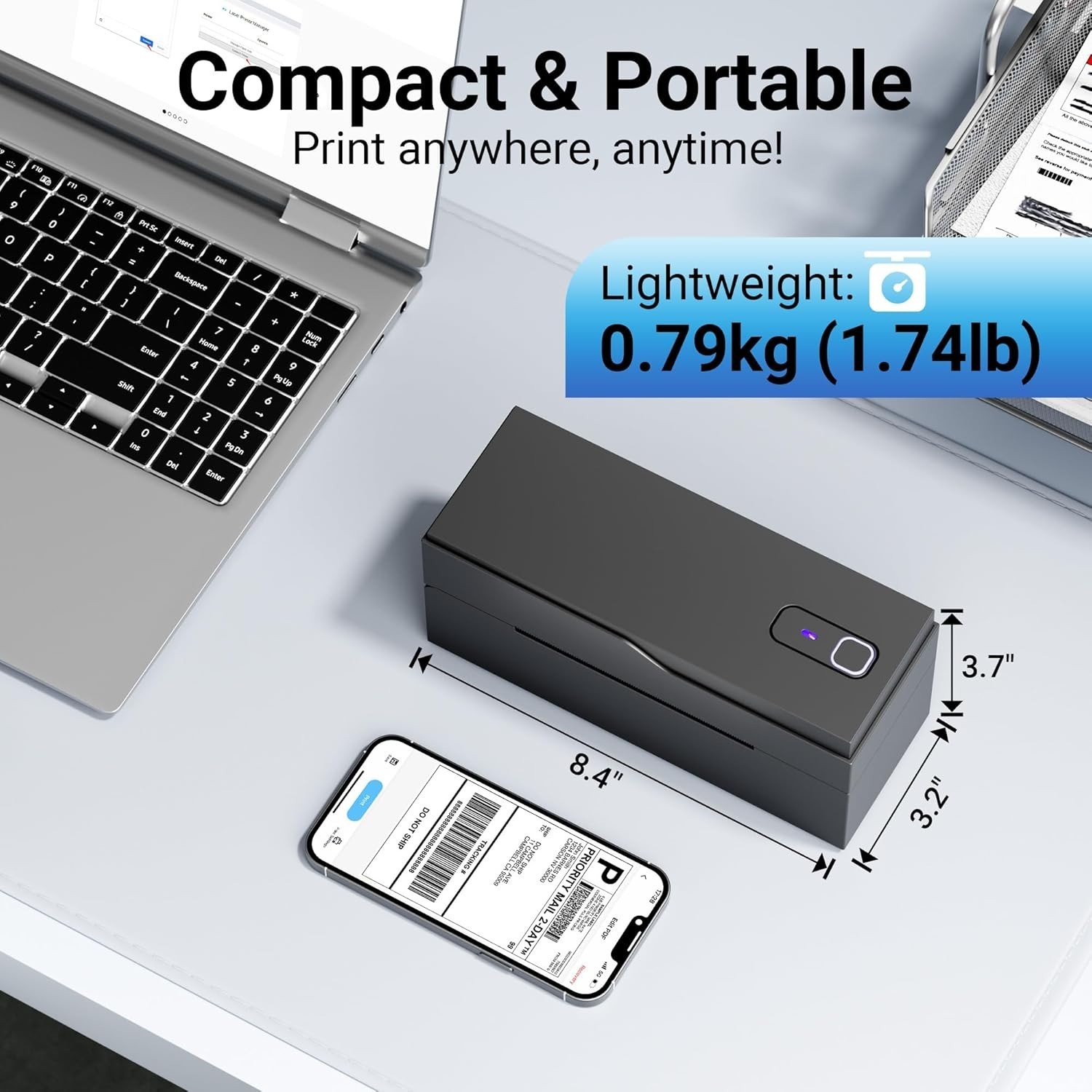 Shipping Label Printer Bluetooth+USB 4×6 Thermal Label Printer +30 Free Labels