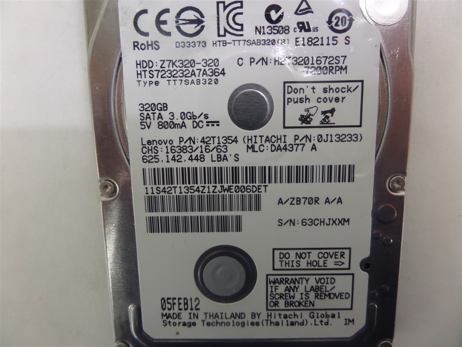 Lot Of 2 120 GB Hitachi HTS723232A7A364 & HGST HTS725032A7E630 2.5″ SATA HDD’s