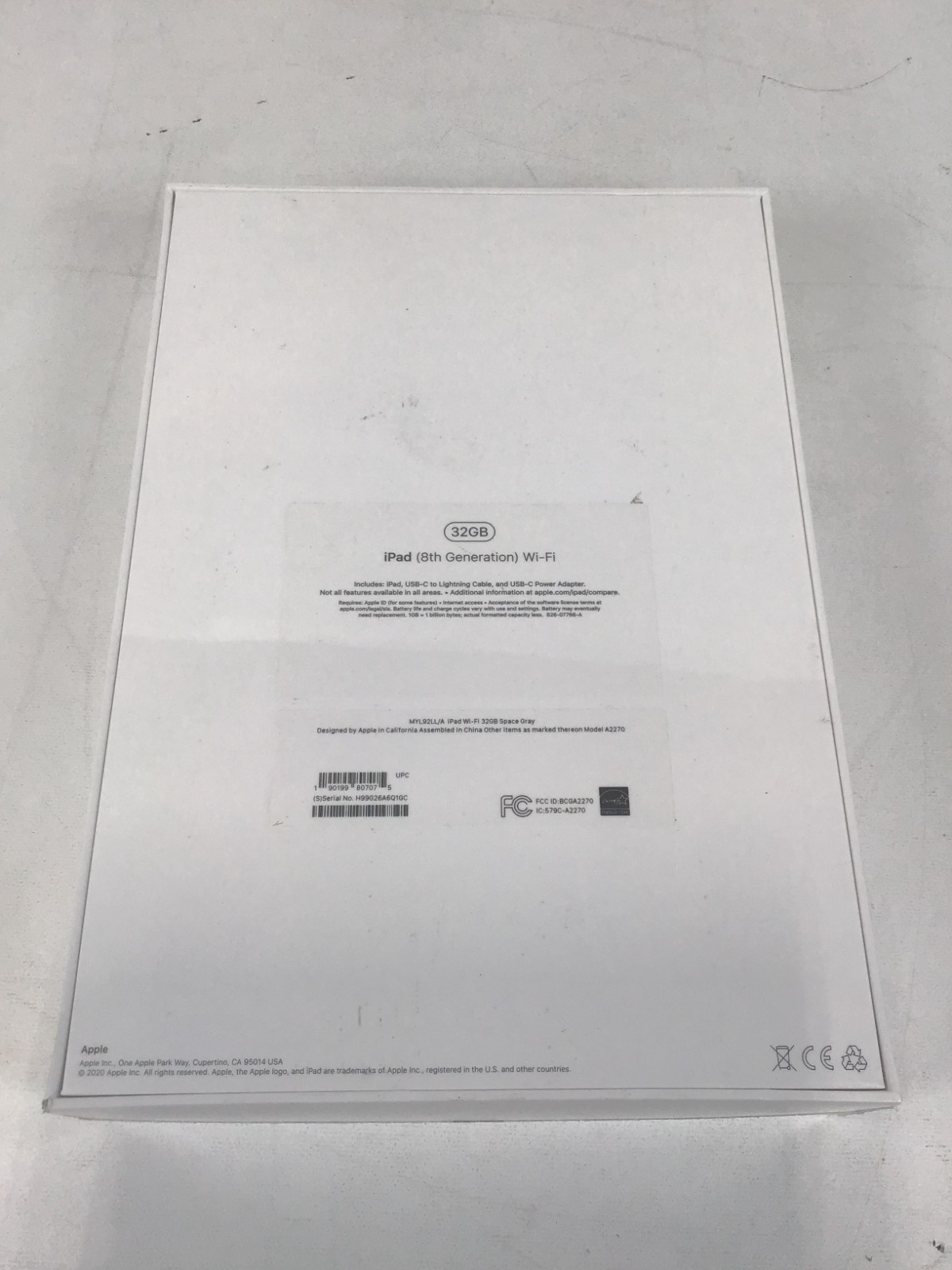 Sealed Apple iPad 8th Generation A2270 32GB WiFi Space Gray 10.2″ MYL92LL/A ~