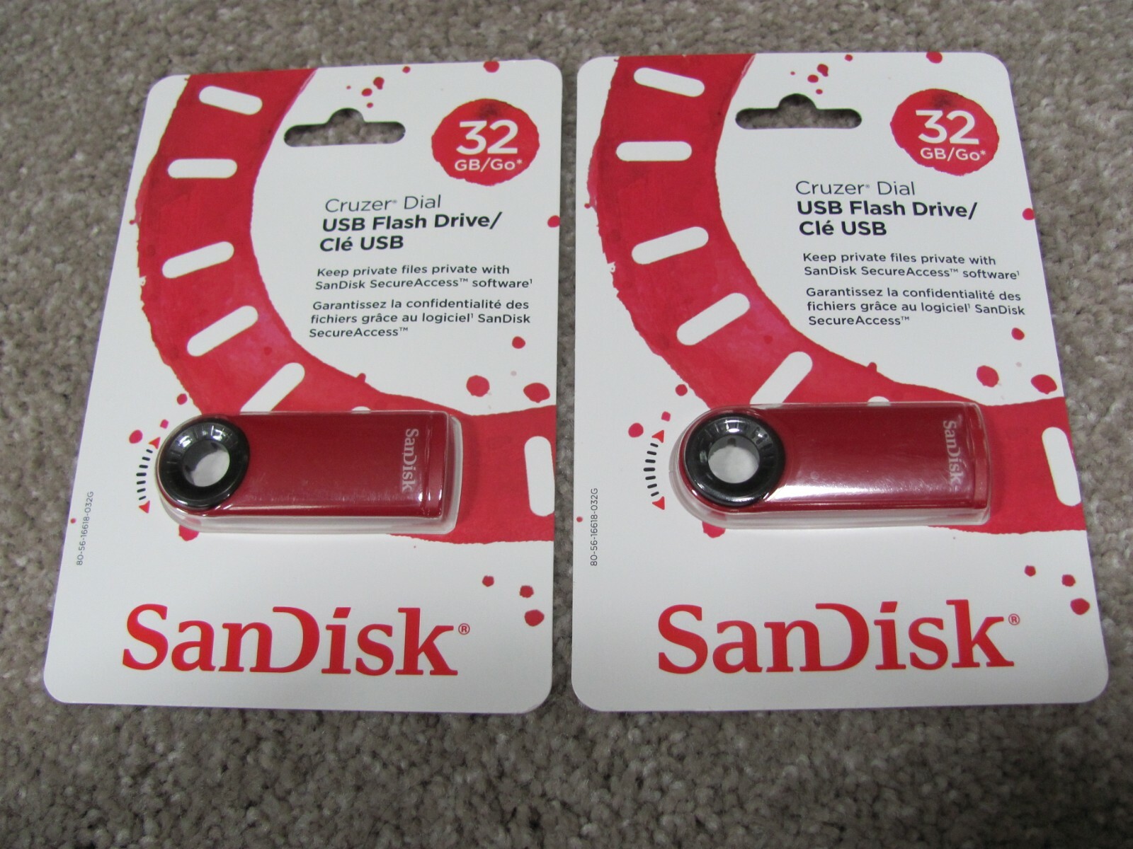 Lot of 2! SanDisk Cruzer Dial USB 2.0 32GB Flash Drive SDCZ57-032G-A4RD New