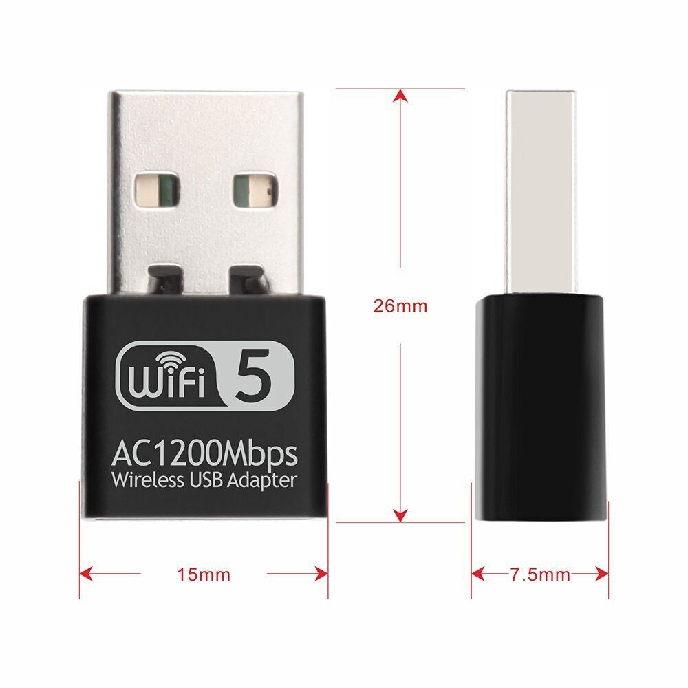 USB 3.0 1200Mbps Long Range AC1200 Dual Band 5GHz Wireless WiFi Adapter Antennas