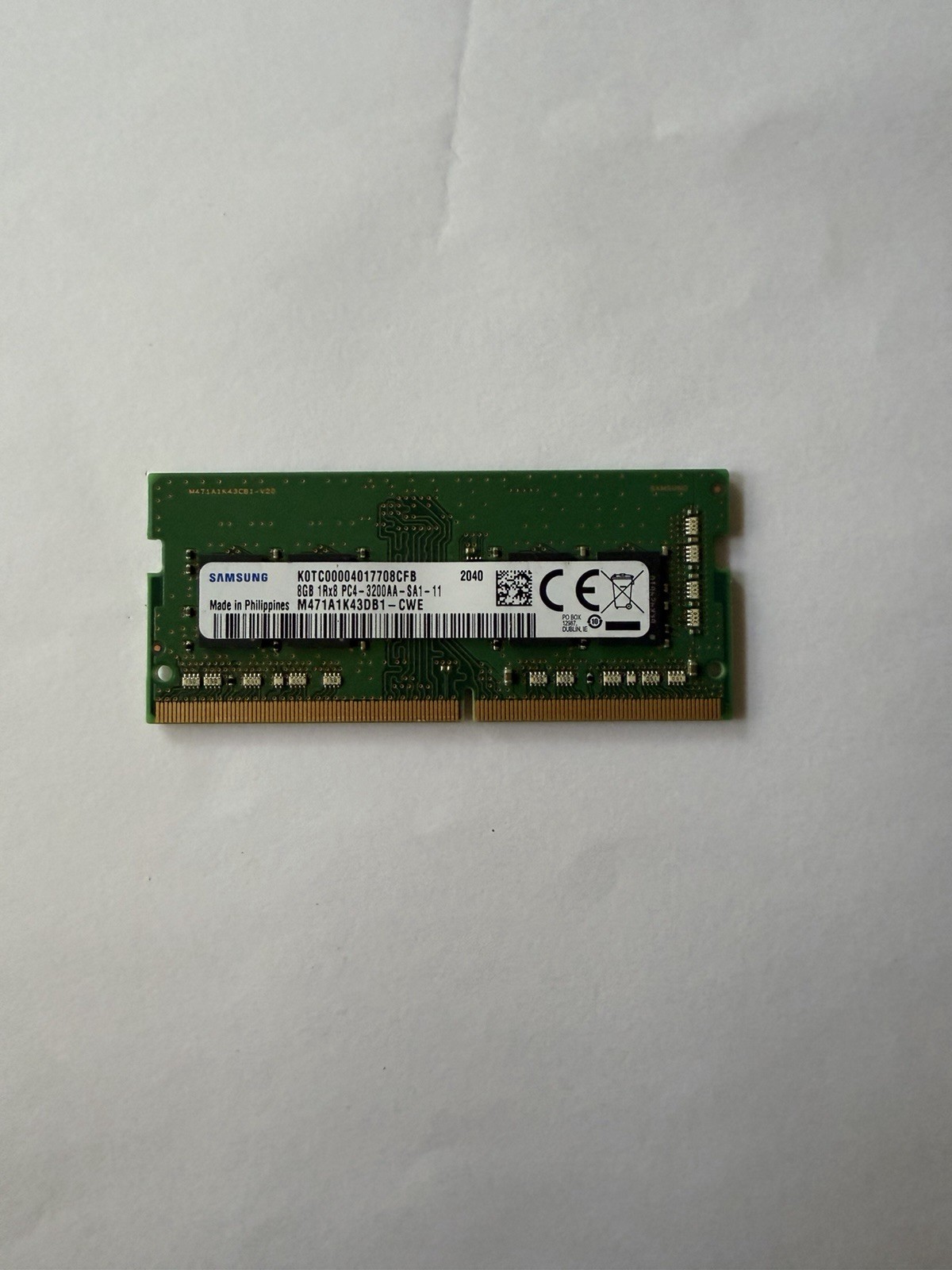 Samsung 8GB DDR4-3200 SO-DIMM 1Rx8 PC4-25600 M471A1K43DB1-CWE RAM