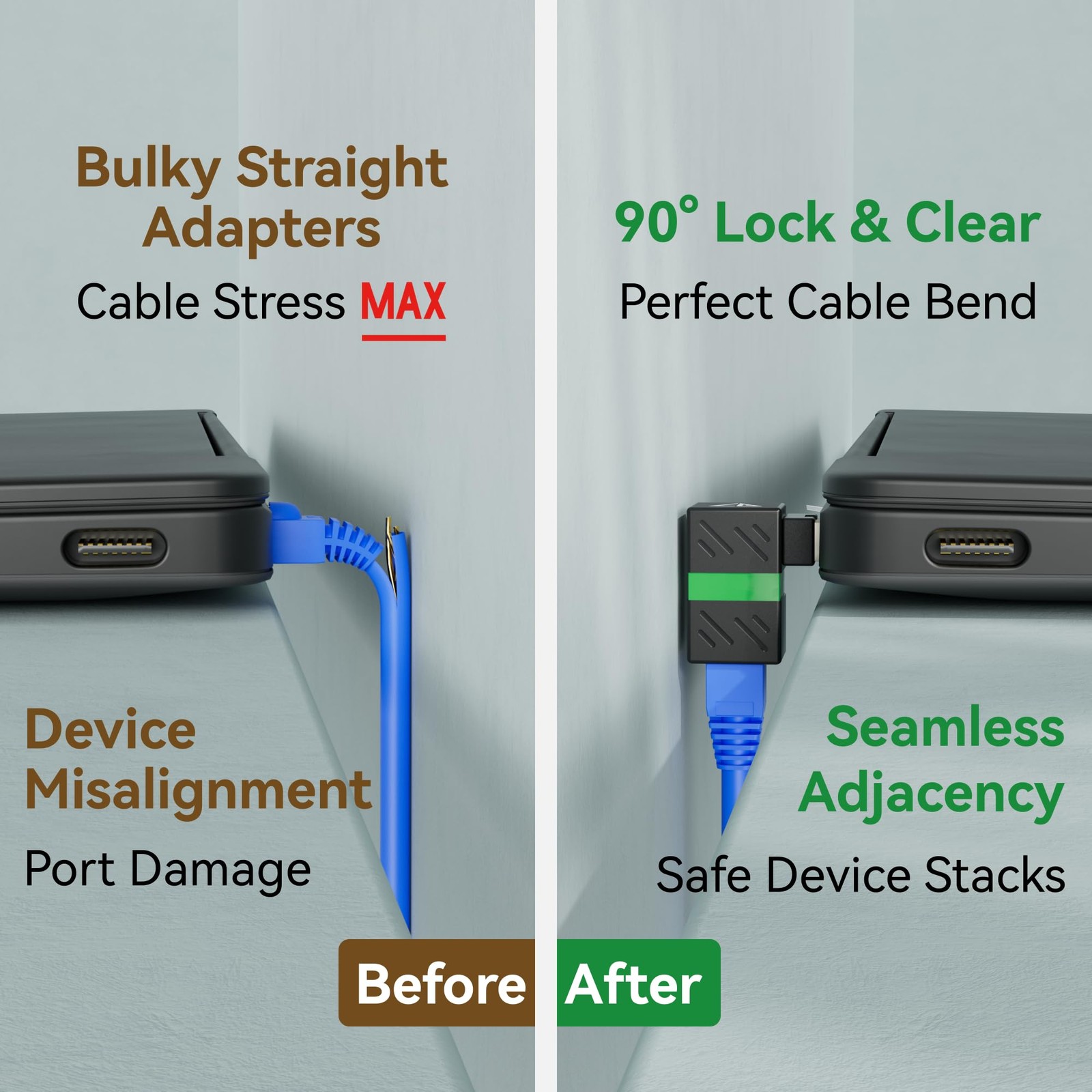 2-Pack 10Gbps 360° Rotatable Cat6A Right Angle Ethernet Adapter, 90-Degree RJ…