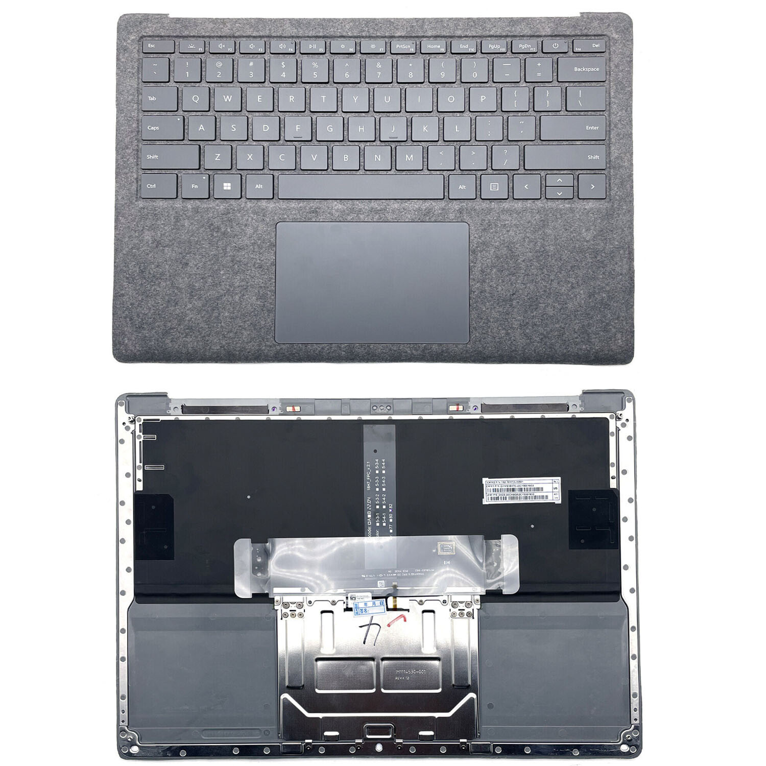 For Microsoft Surface 3 4 13.5″ 1867 1868 1950 US Palmrest Backlit Keyboard Gray