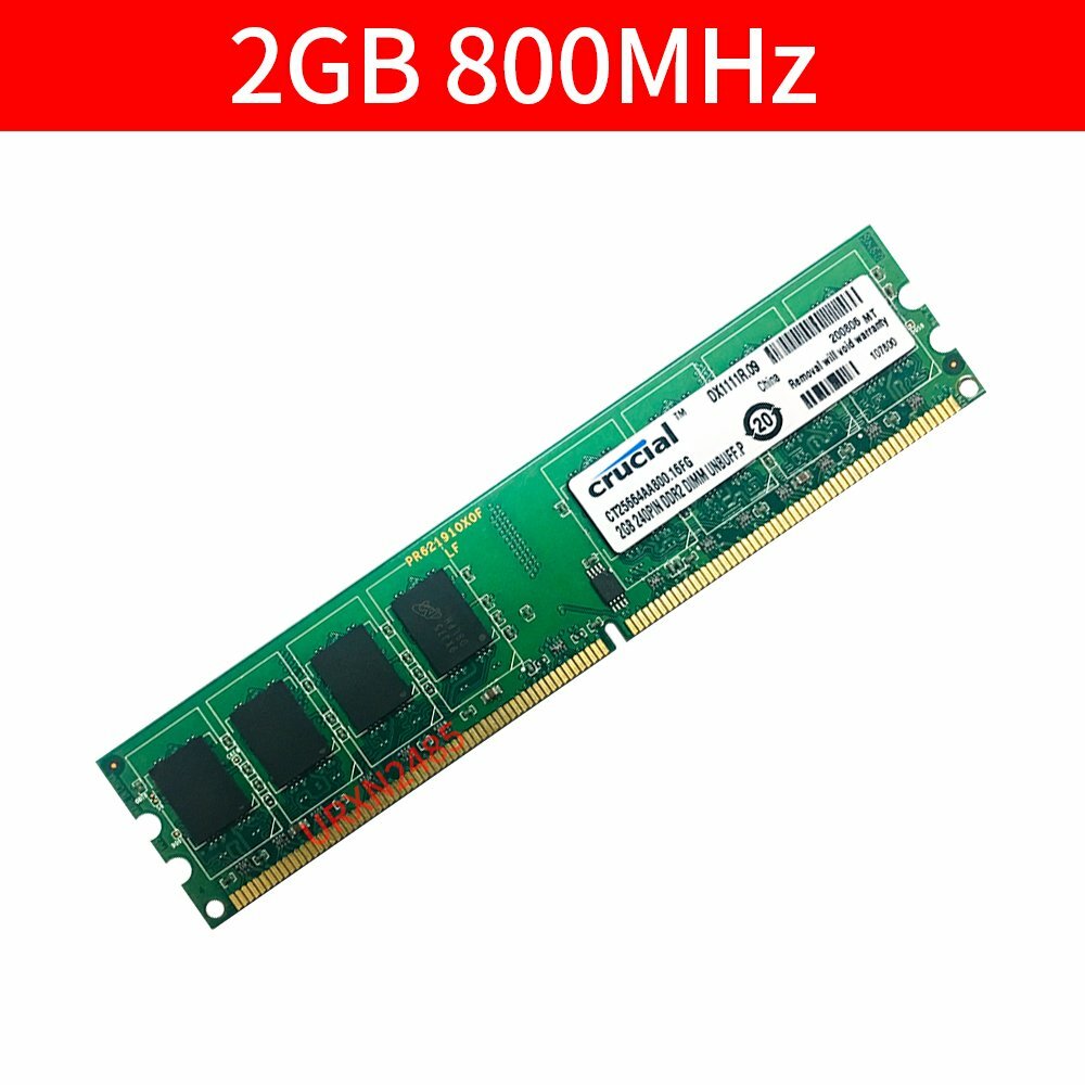 For Crucial 2GB 1GB PC2-6400U DDR2 800MHz 1.8V DIMM Computer Memory Desktop RAM