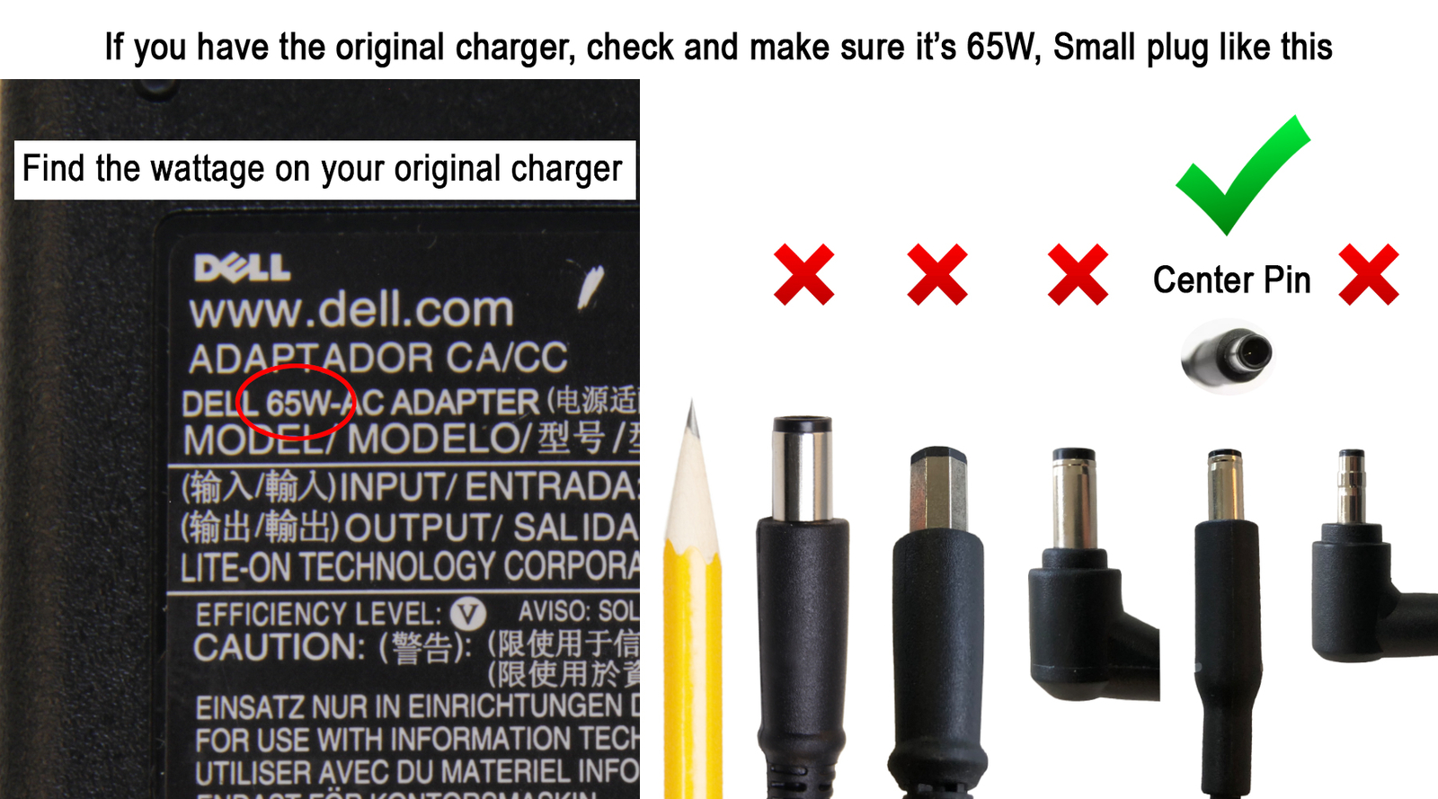 DELL Inspiron 17 7000 7779 2-in-1 P30E 19.5V 3.34A Genuine AC Adapter