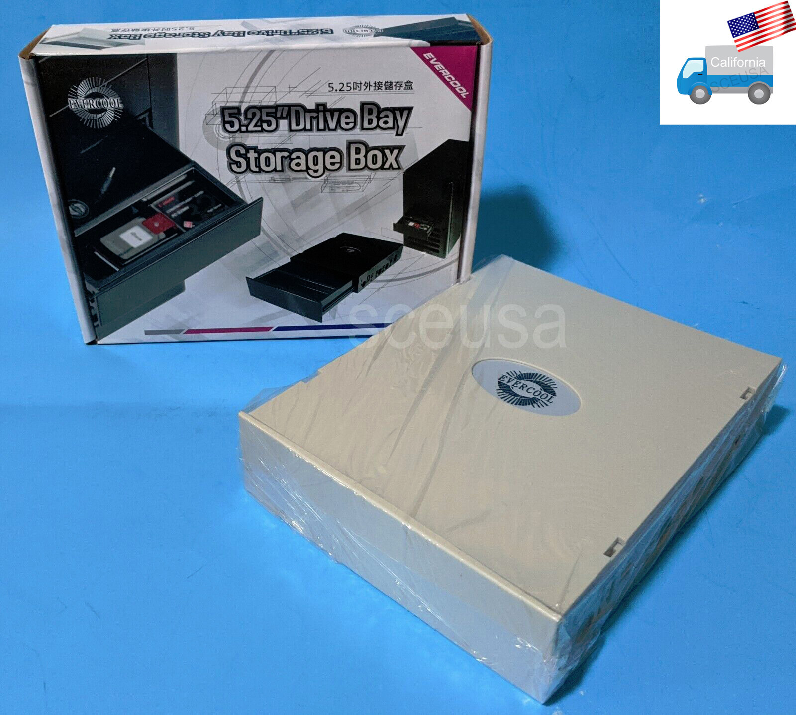 NEW Beige Computer 5.25″ Drive Bay Storage Drawer Box Tray for DVD/Blu-Ray disc