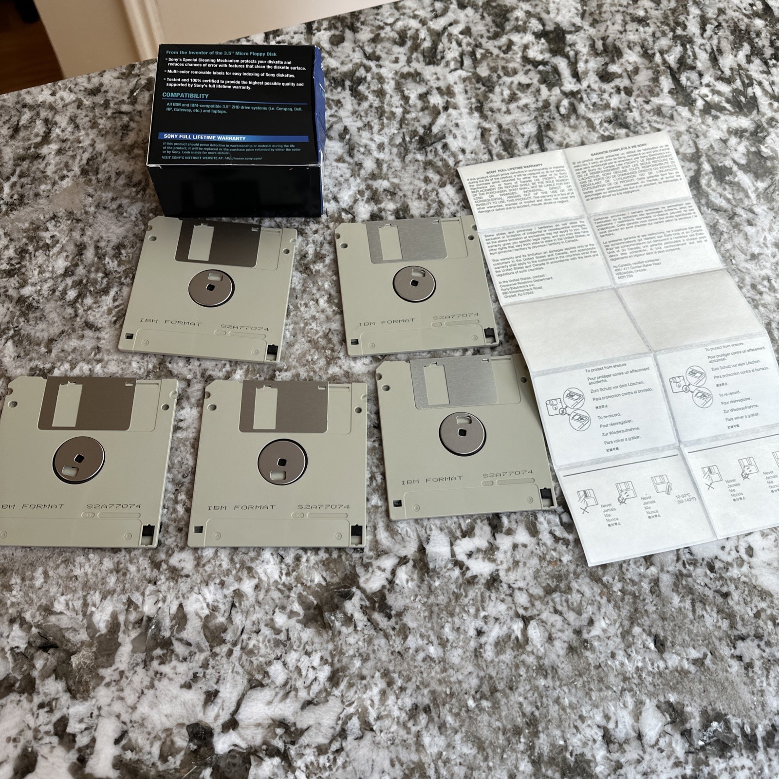 Sony 1.44MB 3.5″ Floppy Disks 2HD IBM Formatted Vintage Floppy Diskettes 5 Pack