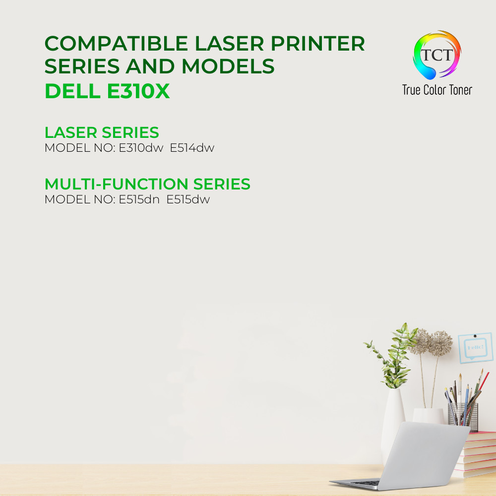 TCT For Dell E310dw E514dw E515dn E515dw 2 Black Toner Cartridge and Drum Unit