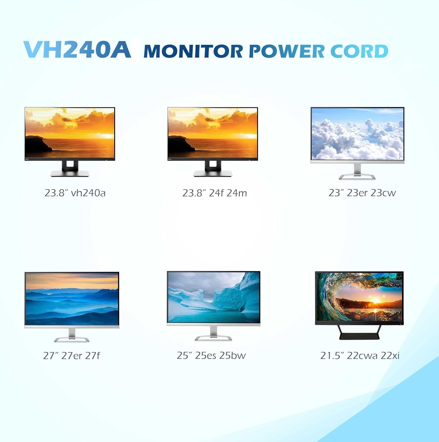 VH240A Compatible Power Supply Charger Cord for HP 27f 25f 24f 22cwa Monitors