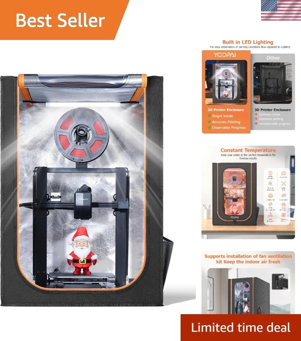 3D Printer with LED Lighting, Fireproof Dustproof Tent Constant Temperature P…