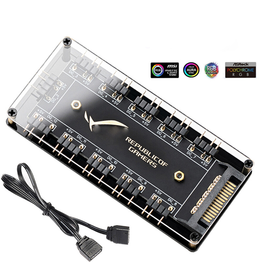 For ASUS AURA SYNC RGB 10 Hub Splitter SATA Power Extension Cable Adapter