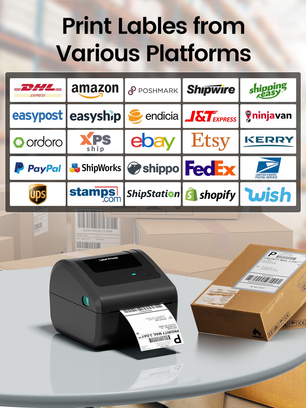 Phomemo 4×6 Wireless Shipping Label Printer Thermal Label Printer for USPS FedEx