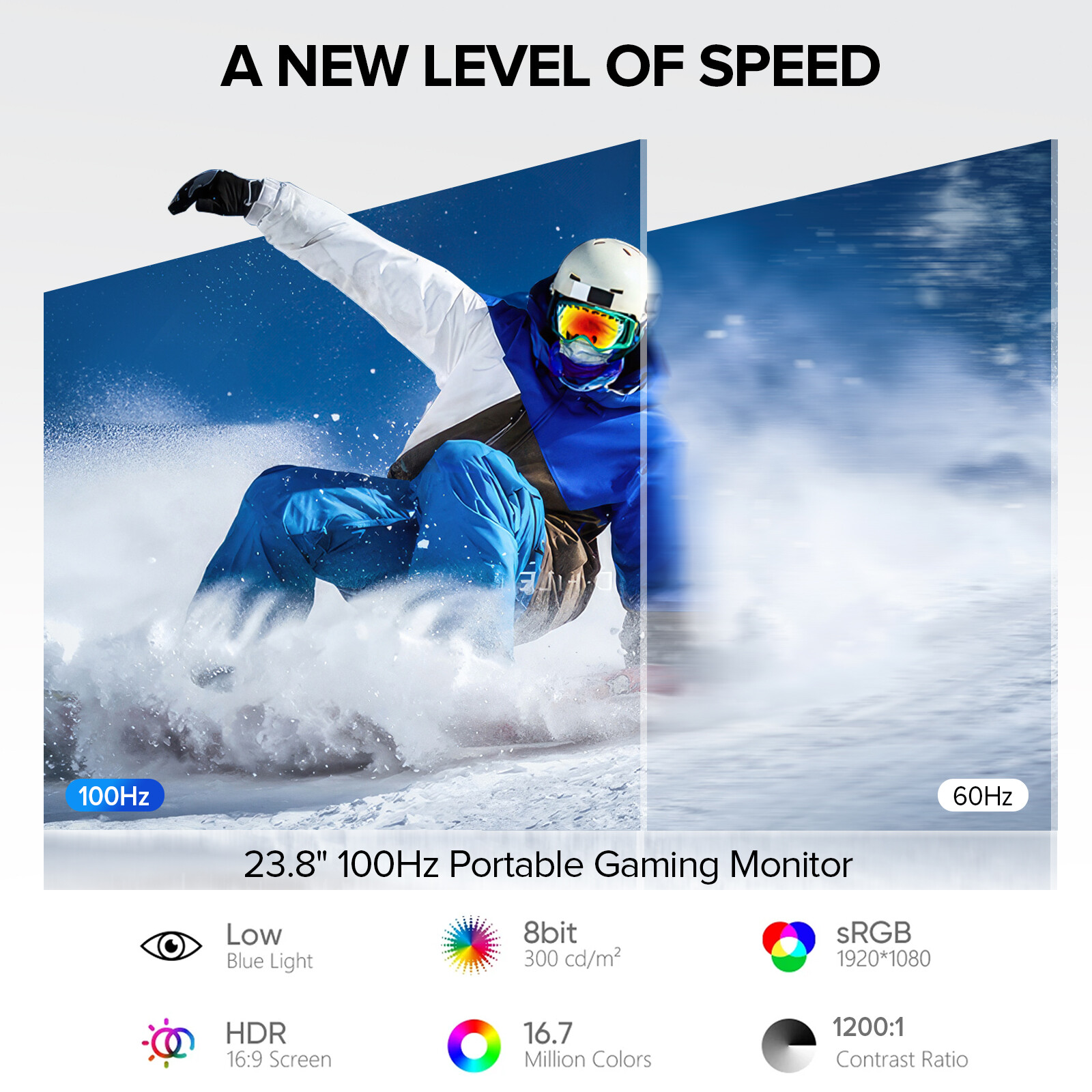 23.8″ Dual Screen Portable Monitor 1080P 100Hz Larger Gaming Display w/Kickstand