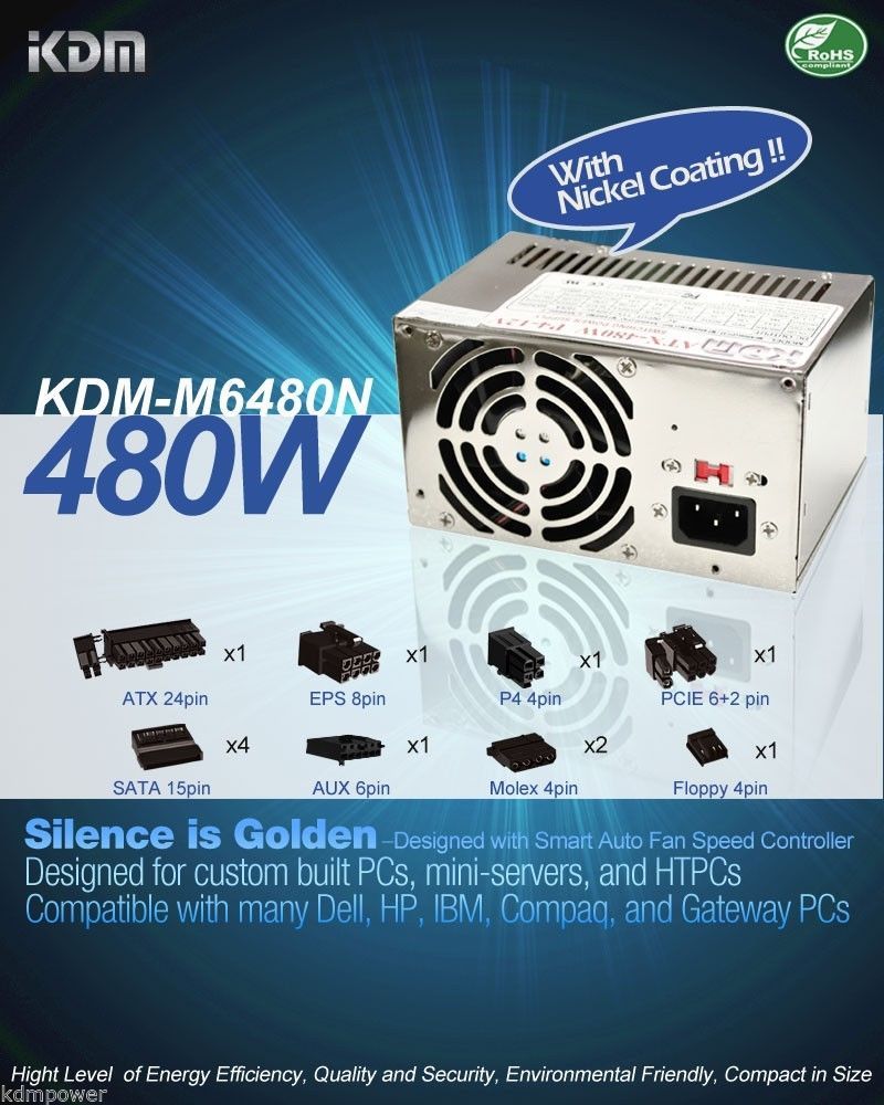 NEW 480W FOR Gateway DX4831-01e Power Supply REPLACE 50N.17