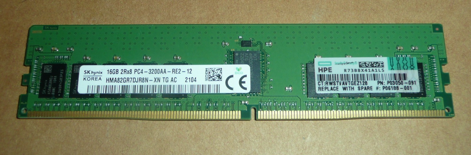SK HYNIX 16GB PC4-3200AA DDR4 2Rx8 ECC Server Memory HMA82GR7DJR8N-XN