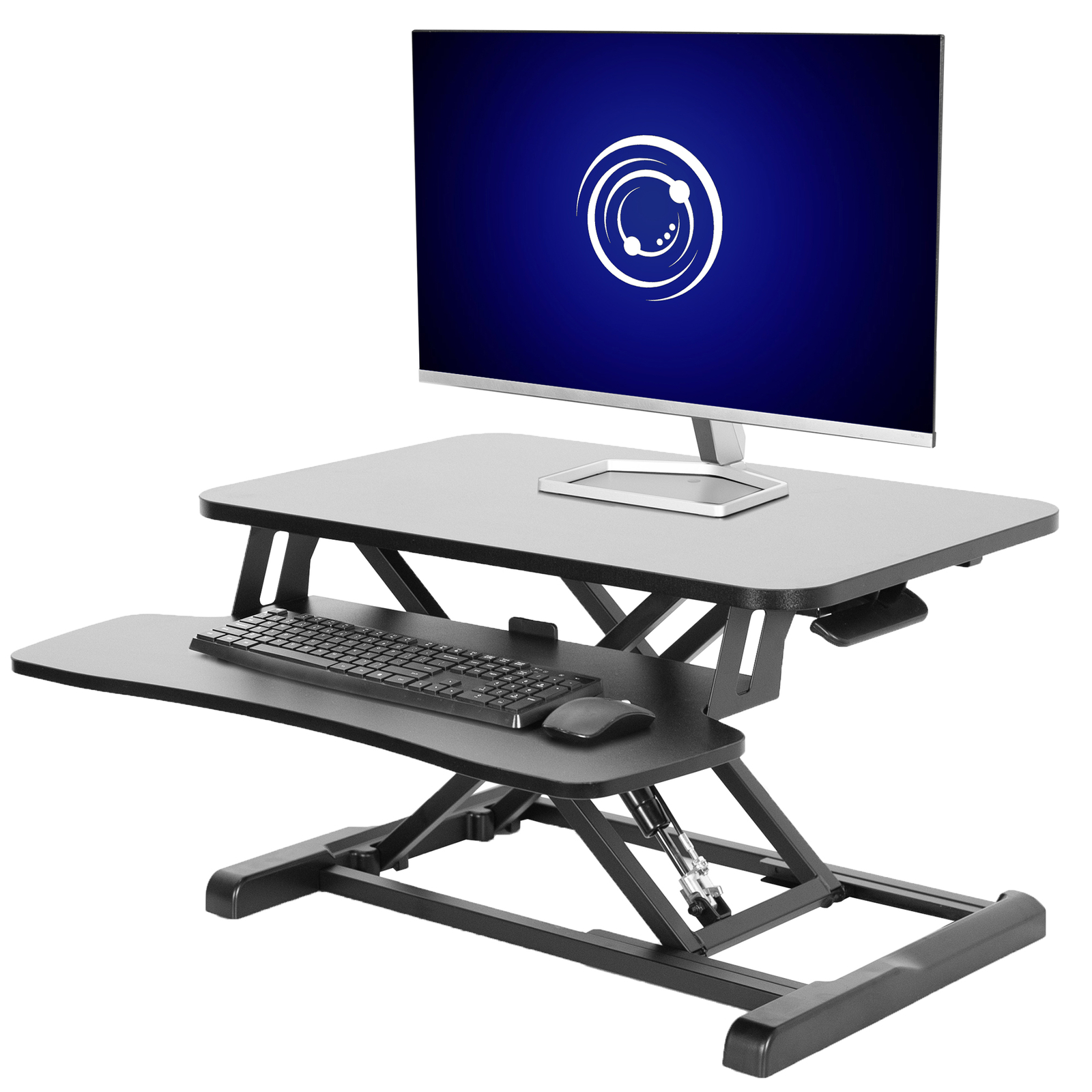 VIVO Black 26″ Height Adjustable Standing Desk Monitor Riser Sit Stand Tabletop