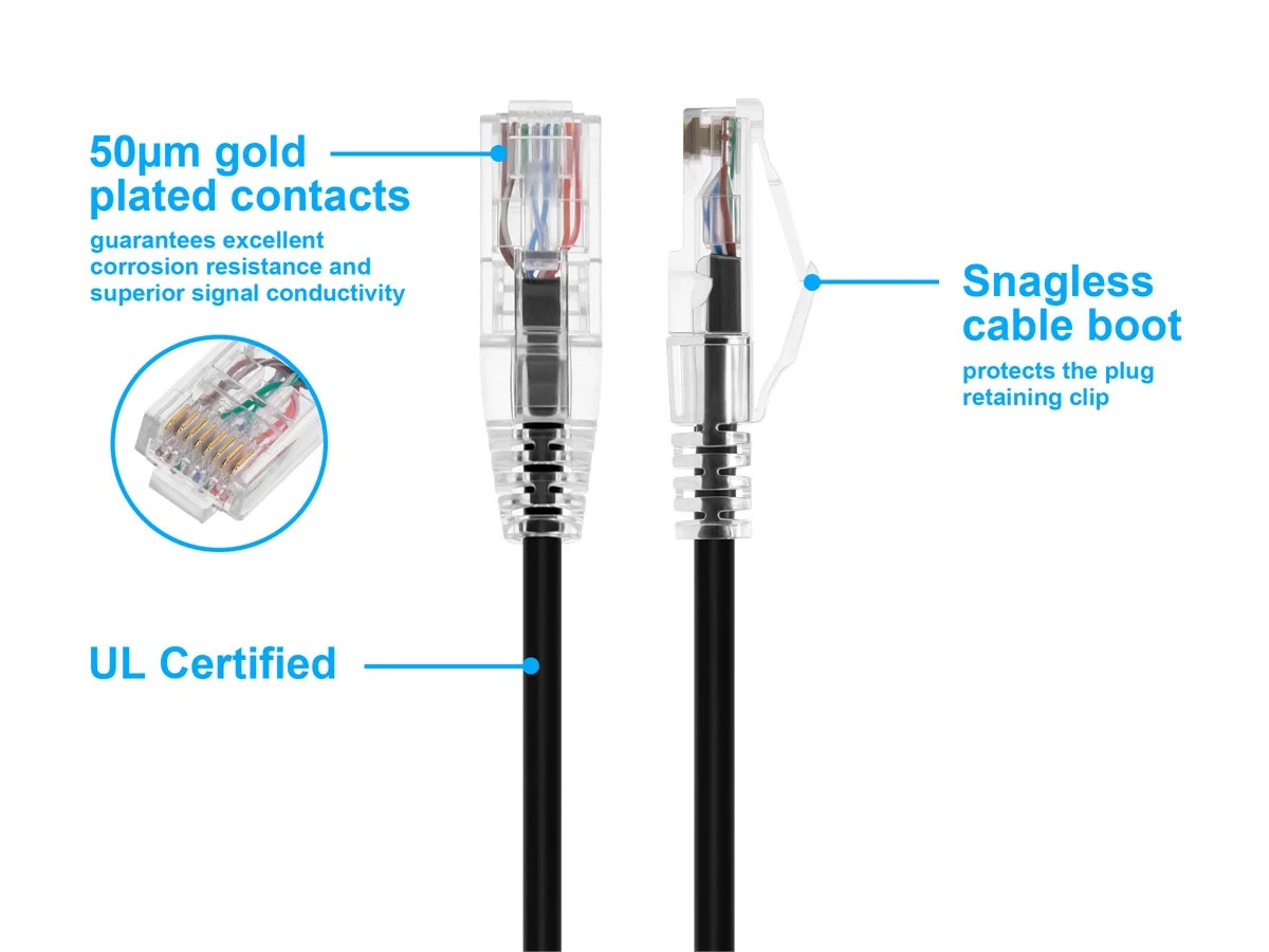 Monoprice Cat6 Ethernet Patch Cable – 20 feet – Black | Snagless RJ45 Stranded