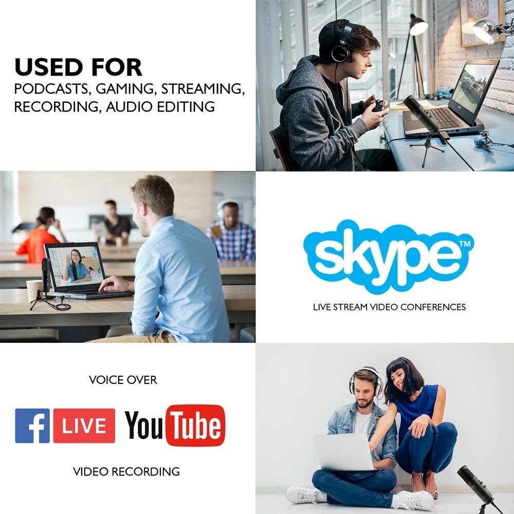 Pyle Computer Desktop Microphone w/ Tripod Stand, Easy USB Plug-and-Play