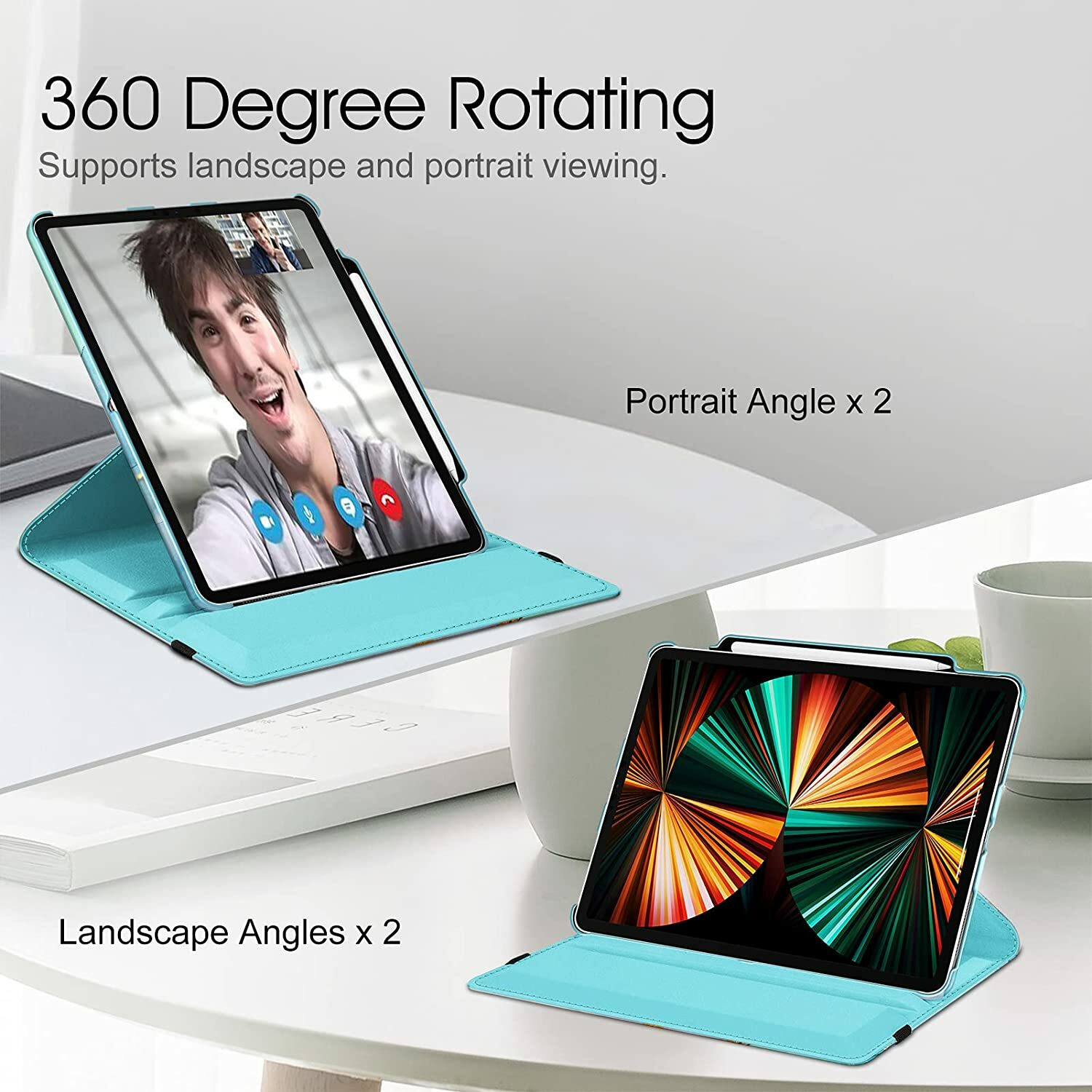 Rotating Case for iPad Pro 12.9″ 5th/4th/3rd Gen 360° Swiveling Protective Cover