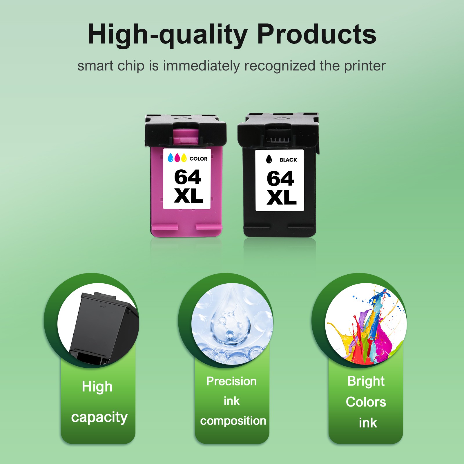 64XL Ink Cartridges for HP 64 XL Envy 7855 7155 7858 6252 7800 6220 6255 Combos