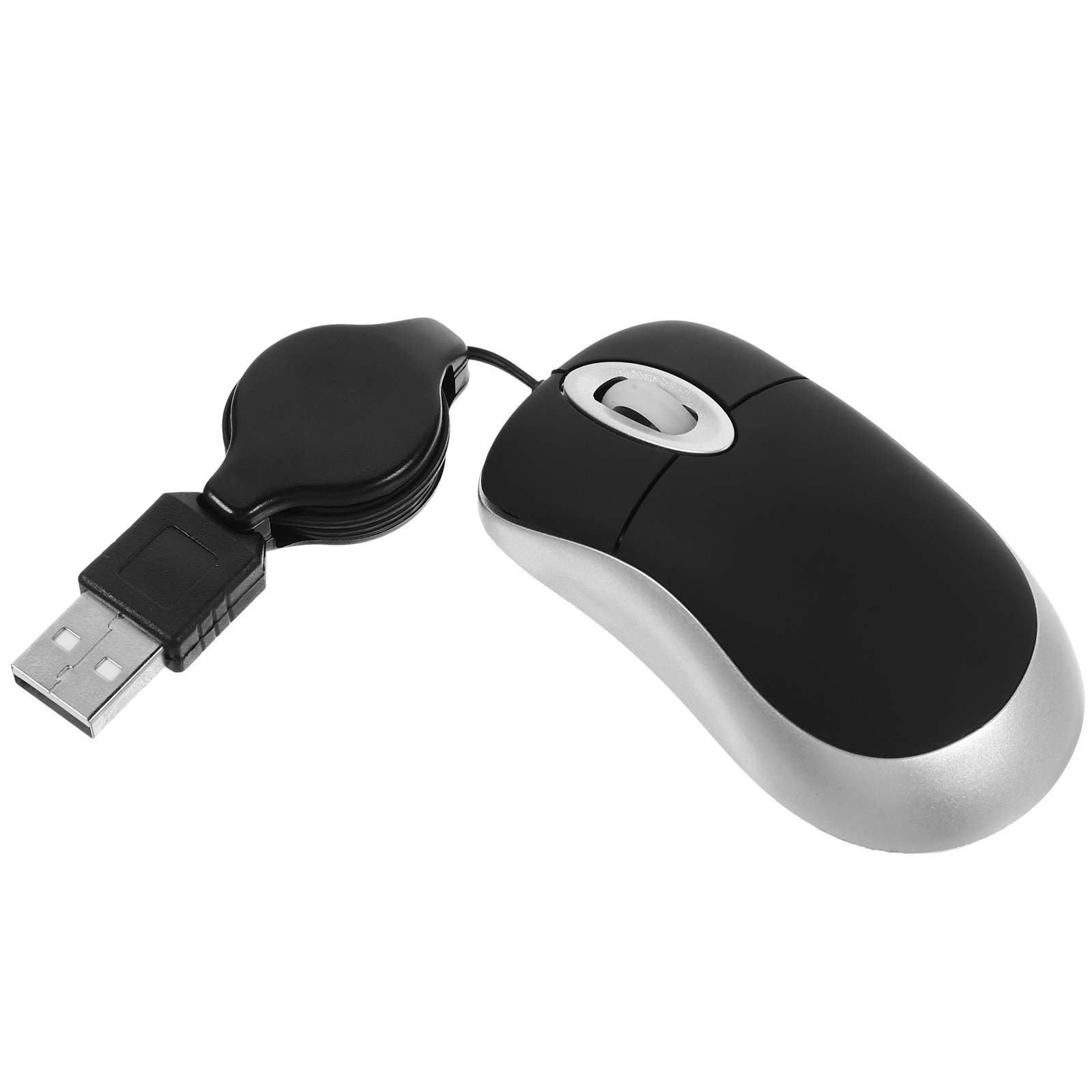 Mini Compact Travel Optical Mouse Retractable Cord Plug and Play for Windows New