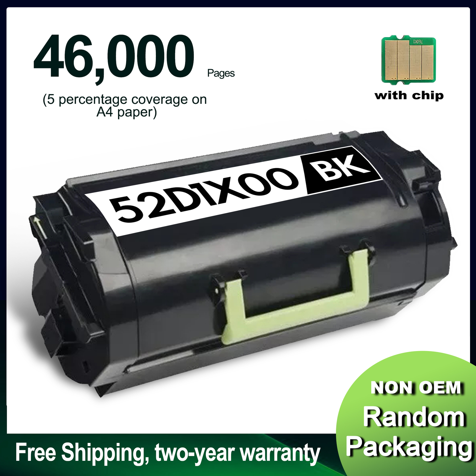 52D1X00 Extra High Yield Toner With Chip For Lexmark MS711 MS810de MS812 MX810