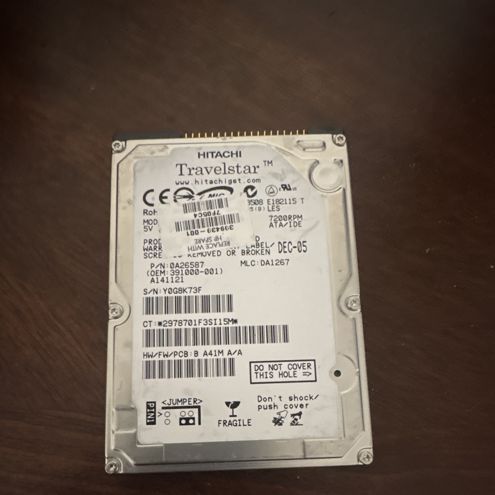 Hitachi Travelstar DA2687 60GB 2.5″ ATA/IDE 7200RPM 8MB Laptop HDD