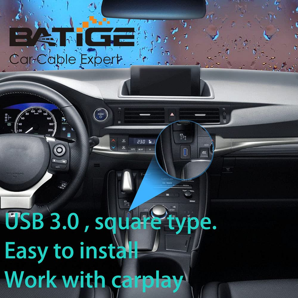 Square Single Port USB 3.0 Panel Flush Mount Extension Cable with Buckle for Car