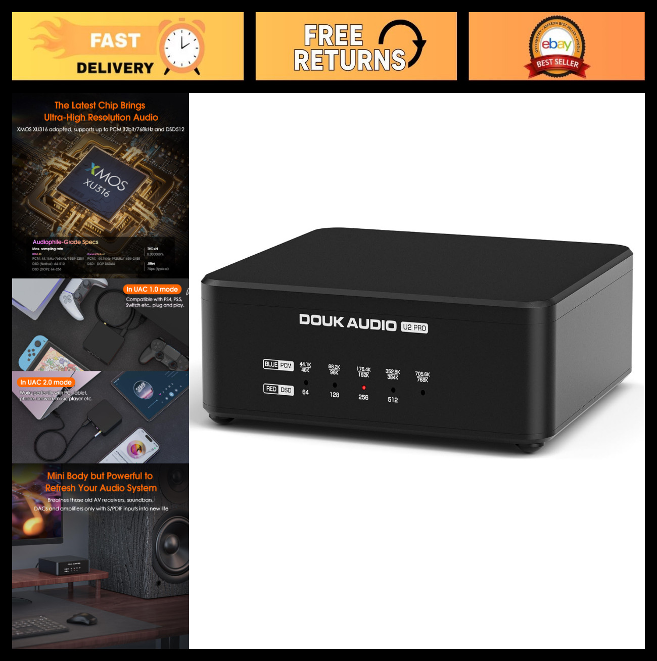 USB to Optical Adapter – Digital Audio Converter, DDC Reclocker, Opt/Coax/HDMI I