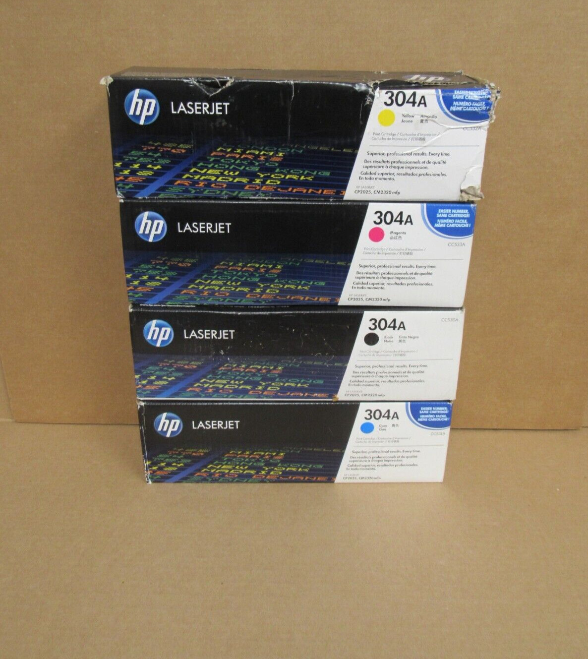 HP LASERJET 304A SET OF 4 PRINT CARTRIDGES M, C, B, AND Y (36F)