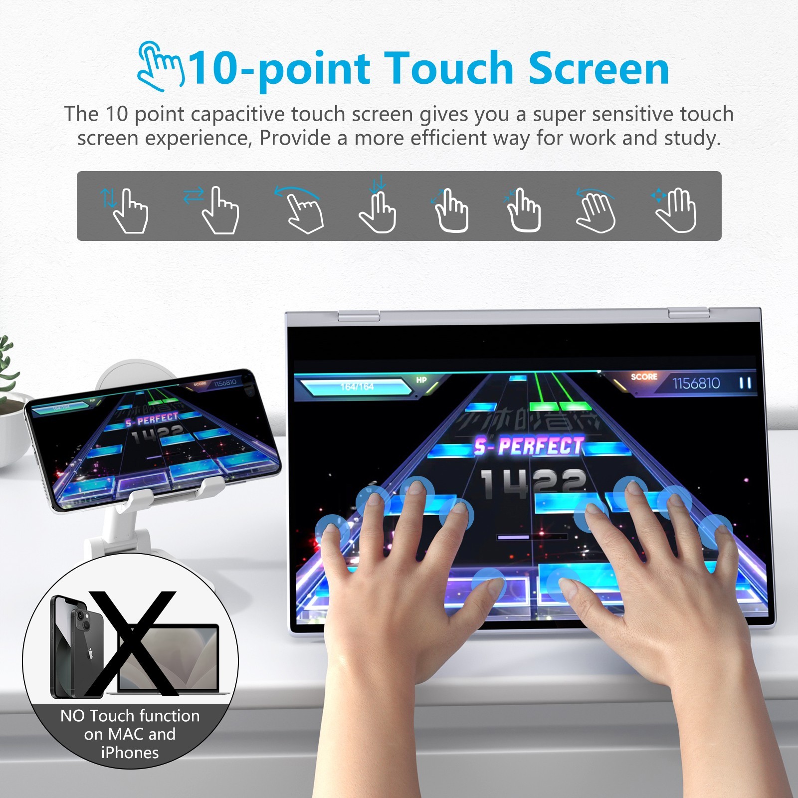 GRADE-A USED 14.1″ Portable Monitor with Keyboard Touch Screen 10800mAh Wireless