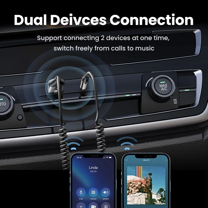 Bluetooth Receiver 5.3 Adapter Hands-Free Car Kits AUX Audio 3.5mm Jack Music