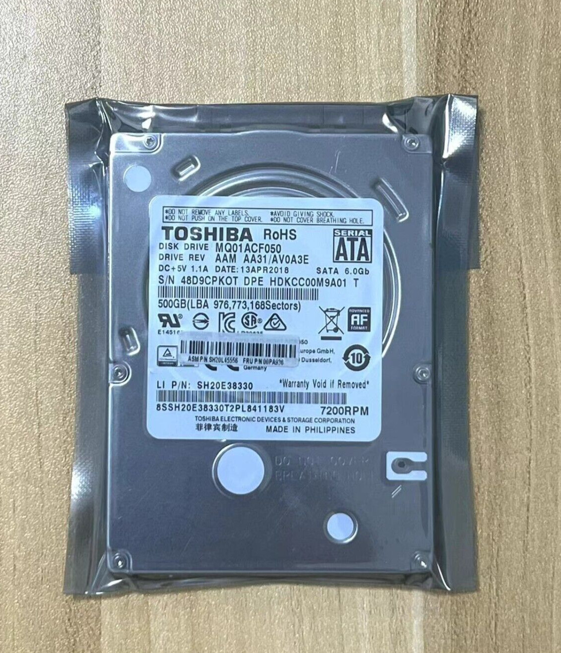 NEW Toshiba MQ01ACF050 500GB 7200 RPM SATA 6.0Gb/s 2.5″ Laptop HDD bare Drive