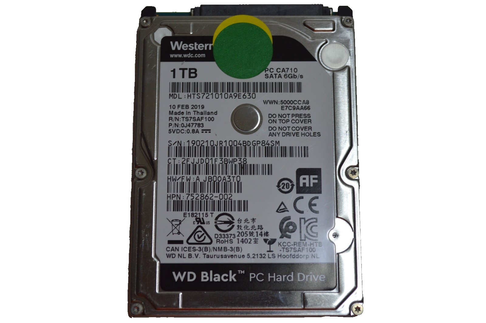 Western Digital 1TB 2.5″ SATA 7200 RPM Hard Disk Drive HDD HTS721010A9E630