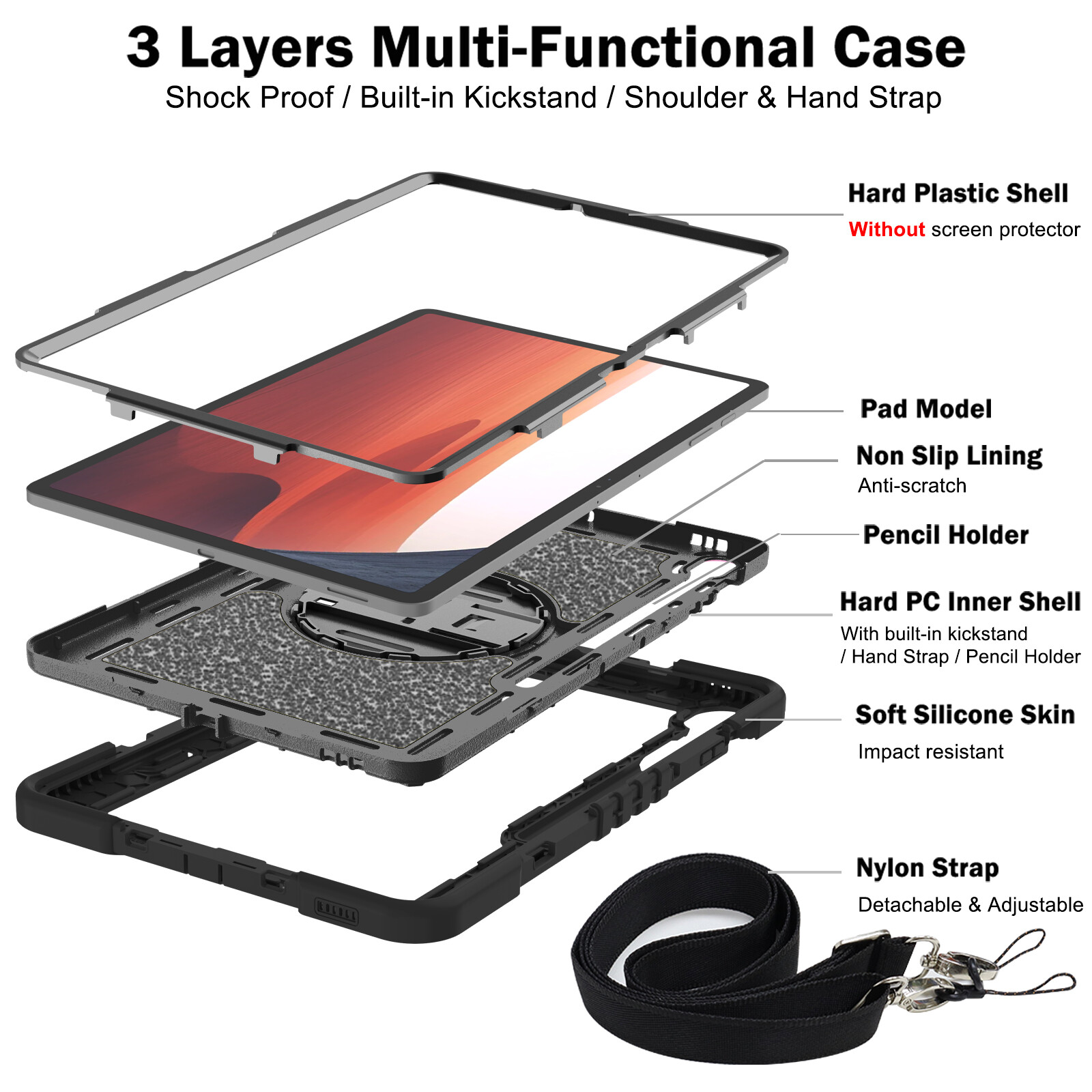 Case For Samsung Galaxy Tab S9 FE 5G S8 S7 FE A9+ Heavy Duty Hard Tablet Cover