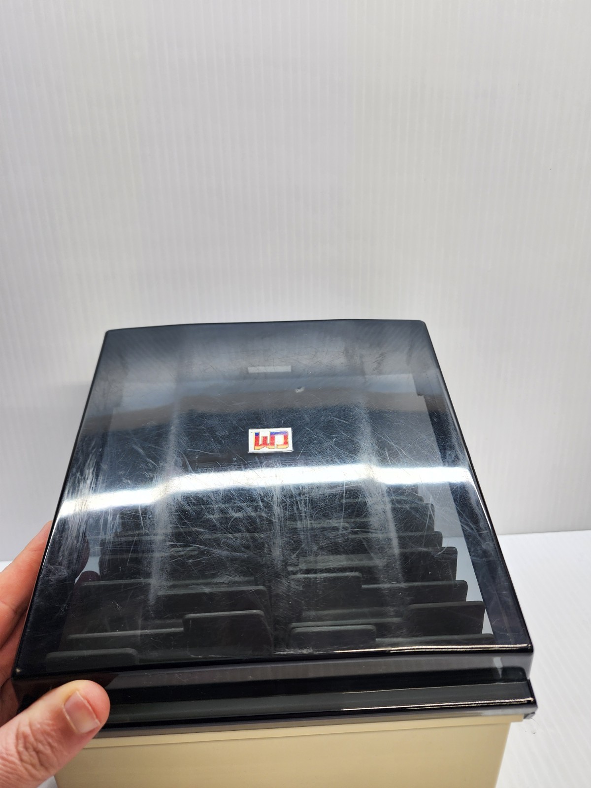 Vintage 3.5″ Floppy Disk Storage Organizer Case Box A.L.S Industries Smoke Lid