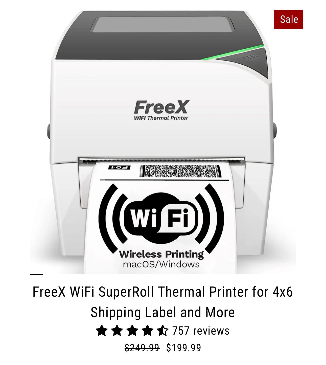 WiFi Thermal Label Printer 4×6 | USB + Wireless | Shipping Labels | Windows/Mac