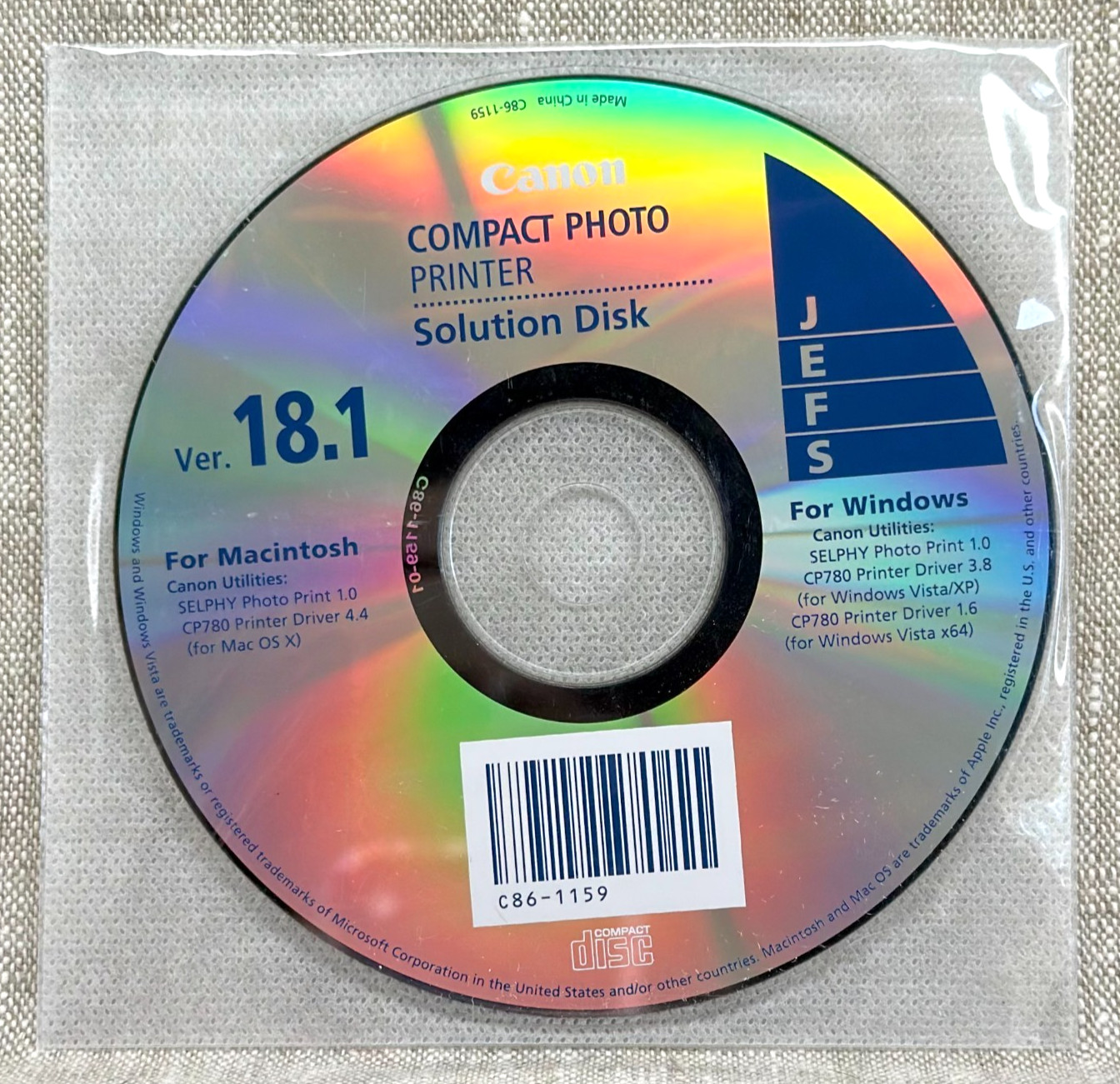 Canon Selphy CP780 Printer Driver Solution Disk Ver 18.1 Original OEM Sealed New